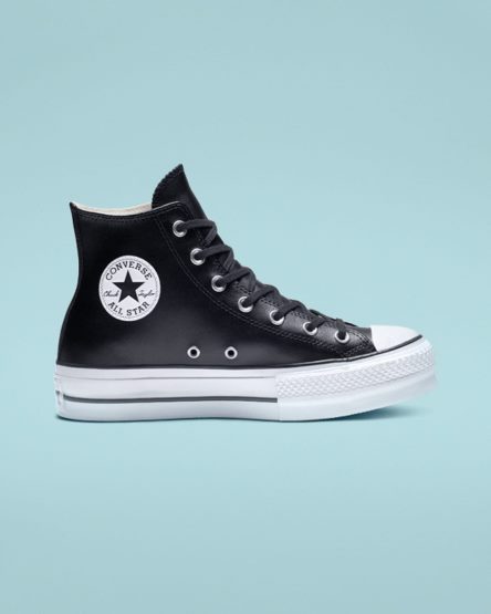 Women's Converse Chuck Taylor All Star Lift Leather High Top Platform Shoes Black / White | AU 1EC65I